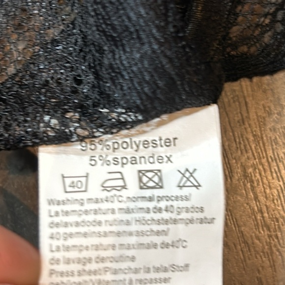 Bralette and Thong Panty Lace 2 Pc. Lingerie Set Size L Black - Picture 5 of 13